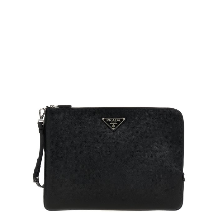 【楽天お買い物マラソン 最大75%OFF+最大P4倍】Prada プラダ メンズ クラッチバッグ・ポーチ 2NH0232FADF0002 Saffiano large pouch Black onesize 【送料無料・関税込】