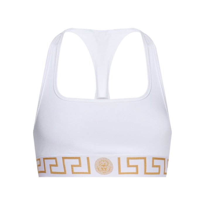 VERSACE ヴェルサーチェ レディース アンダーウェア AUD010391A10011A1001 GRECA BORDER SCOOP BRALETTE A1001 OPTICAL WHITE 1 2 3 4 【送料無料・関税込】