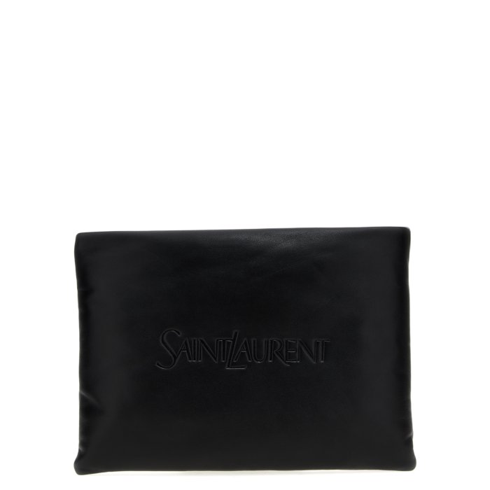 【楽天ブラックフライデー最大80%OFF+P2倍~】Saint Laurent サンローラン メンズ クラッチバッグ・ポーチ 779512AADA11000 Logo padded clutch bag Black onesize 【送料無料・関税込】