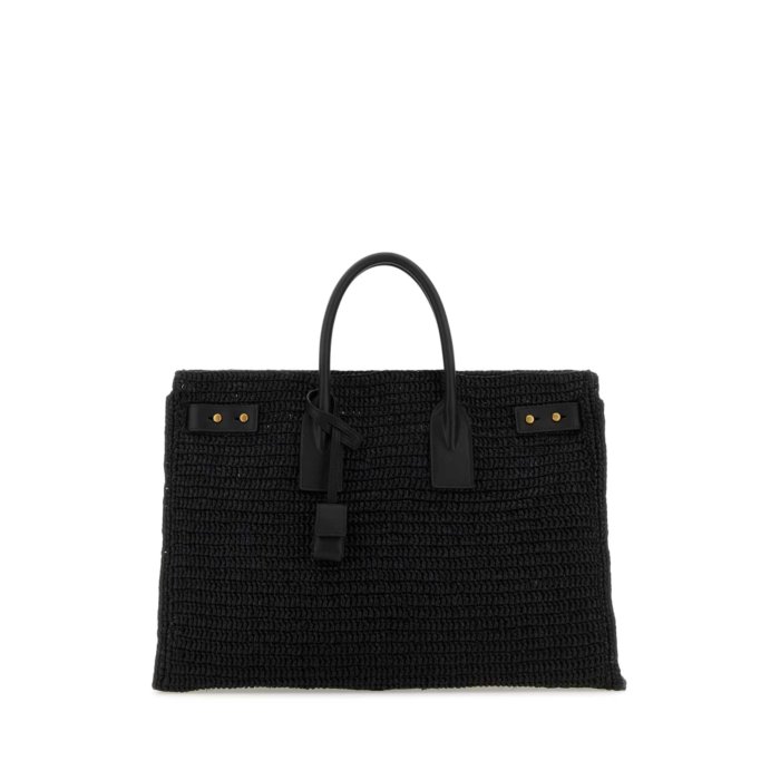 Saint Laurent サンローラン レディース トートバッグ 751499GAADY1000 Black raffia medium Sac De Jour shopping bag Black onesize 【送料無料・関税込】