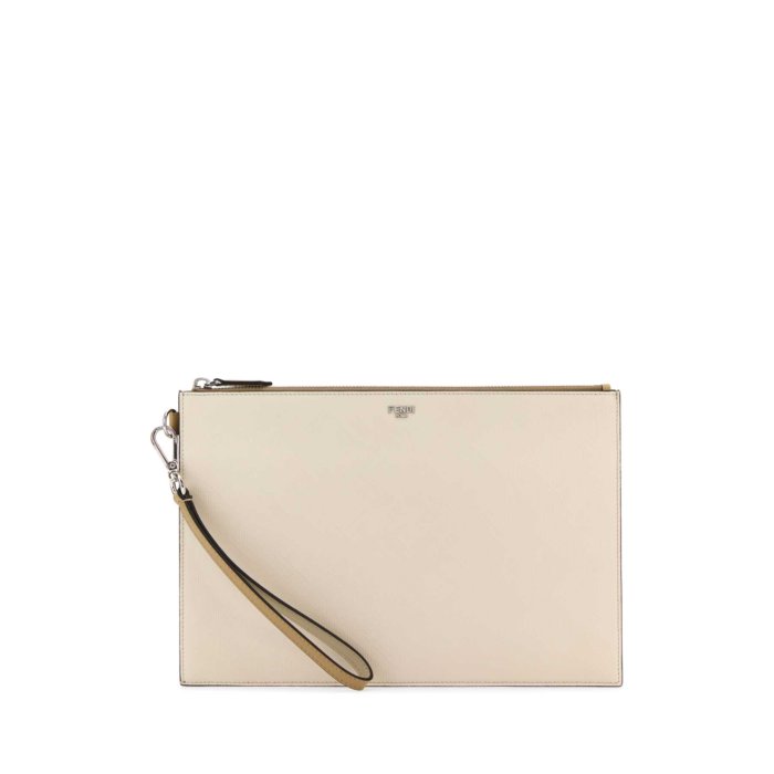 FENDI フェンディ メンズ クラッチバッグ・ポーチ 7N0132AP16F1RHO Ivory leather clutch Beige o Tan onesize 【送料無料・関税込】