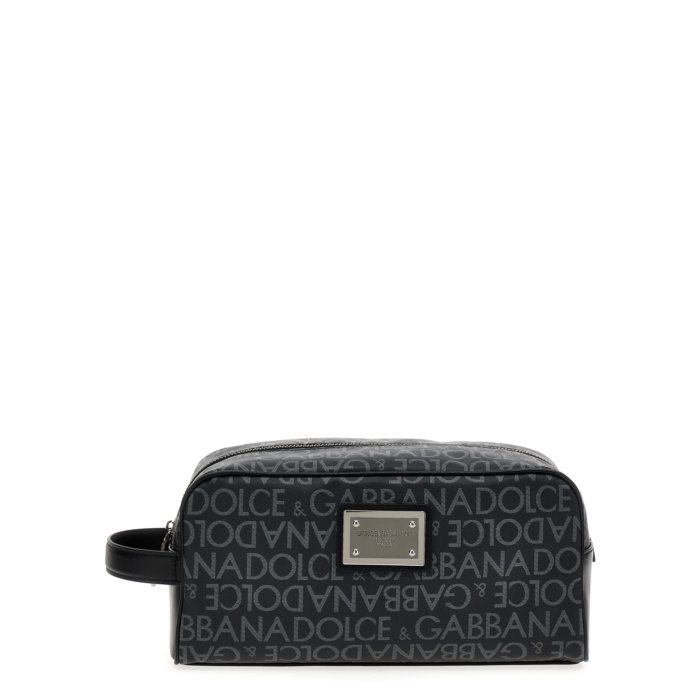 Dolce & Gabbana ドルチェガッバーナ メンズ クラッチバッグ・ポーチ BT0989AJ7058B969 Leather toiletry bag Black onesize 【送料無料・関税込】