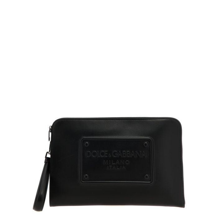 Dolce & Gabbana ドルチェガッバーナ メンズ クラッチバッグ・ポーチ BM2276AG21880999 Large plaque pouch Black onesize 【送料無料・関税込】