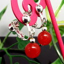 天然石 パワーストーン イヤリング レッドジェイド 約8mm アクセサリー ハンドメイド