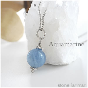 アクアマリンAAA（ブラジル産） 12mm シルバーカラー ドロップネックレス＜天然石 パ…...:stone-larimar:10004321