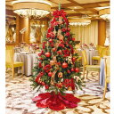 クリスマスツリー クリスマス おしゃれ オーナメント 北欧 LED 210cm 飾り 送料無料 ツリーセット ワインレッド H210cm×W120cm 1台