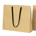 ショルダー型手提げ袋 ベージュ 黒紐 52×42cm 50枚お手頃な価格と使いやすいカラーが、大好評のショルダーバッグです。木の色に近い漂白されていないクラフト紙を使用。紙袋 袋 おしゃれ 業務用 手提げ クラフト