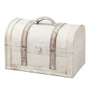 木製シャビーシックトランクボックス ホワイト W30cm L 1個ライナー付きなので、花材を入れての使用が可能。雑貨を入れてディスプレイ用途にも。木製 ボックス 収納 箱 おしゃれ インテリア雑貨 アンティーク 雑貨 かわいい ヴィンテージ レトロ