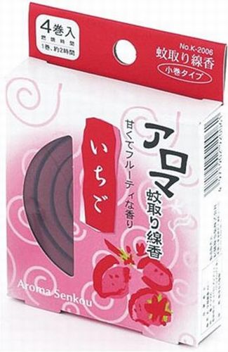 【2000円以上送料無料】日本製 アロマ蚊取り線香 4巻入 いちご K-2006