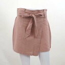 スカート見えする 結べるリボンベルト付き キュロット ショートパンツ（M～LL）ピンク・ベージュ・グリーン・サックス 4色