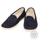 TOD'S トッズ スエード コインローファー 37 ネイビー レディース【中古】