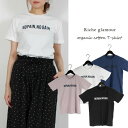 Tシャツ カットソー クルーネック 半袖 オーガニックコットン 綿 ロゴT トップス レディース ホワイト ラベンダー ネイビー ブラック