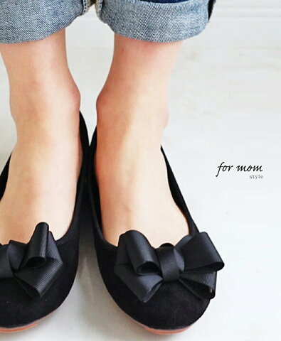 「formom」【再入荷6月22日20時より】(ブラック)2段リボンの素敵フラットシューズバレエシューズ/低反発/ノンヒール/痛くない/ペタンコ 通勤 フラット レディース 靴【F170505】【S180622】