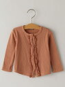 【SALE/35%OFF】SHIPS KIDS tocoto vintage:Ribbed quadrille cardigan with ruffles(80~90cm) シップス カットソー キッズカットソー ピンク グレー【RBA_E】【送料無料】