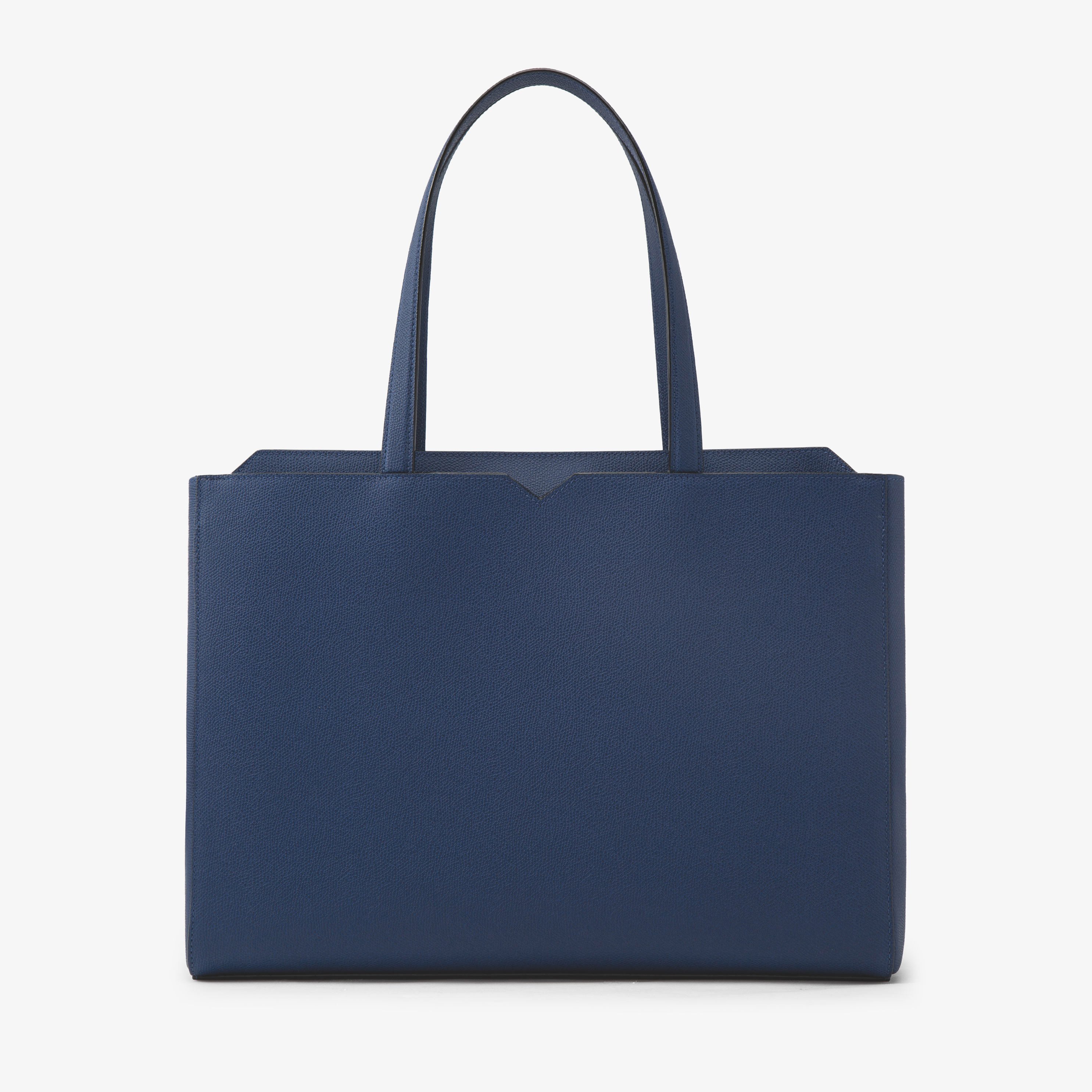 Valextra 【公式】Vライン ホリゾンタル ショッピングバッグ ヴァレクストラ バッグ トートバッグ ブルー【送料無料】