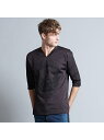 【SALE/50%OFF】5351POUR LES HOMMES 【SPALDING×5351】3Dプリント変形VネックTシャツ ゴーサンゴーイチプールオム カットソー Tシャツ ブラック【送料無料】