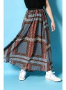 【SALE/50%OFF】AZUL by moussy パネルスカーフ柄ランダムロングスカート アズールバイマウジー スカート【RBA_S】【RBA_E】【送料無料】