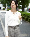 【SALE/50%OFF】OFUON キーネックランダムリブカーディガン オフオン ニット カーディガン ホワイト グリーン ネイビー