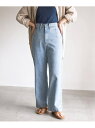 SLOBE IENA <予約>LE DENIM ハイウエストバギーパンツ◆ スローブ イエナ パンツ/ジーンズ ジーンズその他 ブルー ホワイト【送料無料】