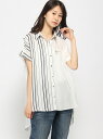 麻調配色ジップシャツ デイジーメリー シャツ/ブラウス