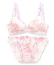 fran de lingerie LacyGradationレーシーグラデーションブラ&ショーツセットB65-G80カップ フランデランジェリー インナー/ナイトウェア ブラ/ショーツ ピンク グリーン パープル