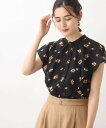 【SALE/19%OFF】grove 大人の花柄ラッフルブラウス グローブ シャツ/ブラウス シャツ/ブラウスその他 ブラック グリーン