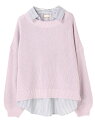 【SALE/40%OFF】earth music&ecology Natural Label SET2点 ニットプルオーバー+ストライプシャツ アースミュージック&エコロジー ニット【RBA_S】【RBA_E】