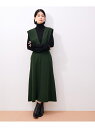 ADAM ET ROPE' FEMME 【WEB限定】2WAYフロントボタンジャンパースカート アダムエロペ スカート ジャンパースカート グリーン ブラック【送料無料】