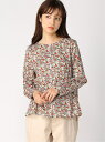 【SALE/50%OFF】NIMES リバティプリント クルーネックブラウス ニーム シャツ/ブラウス 長袖シャツ レッド ブルー ピンク【送料無料】