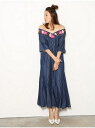 【SALE/41%OFF】フラワーエンブロイダリー デニム マキシワンピース ロデオクラウンズワイドボウル ワンピース【RBA_S】【RBA_E】【送料無料】