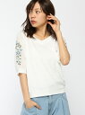 【SALE/51%OFF】INGNI 5/26C・袖チュール刺繍入りV衿PO イング カットソー【RBA_S】【RBA_E】
