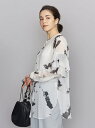 【SALE/46%OFF】BEAUTY & YOUTH UNITED ARROWS BY プリントフリルスリーブシャツ -ウォッシャブル- ビューティ&ユース ユナイテッドアローズ シャツ/ブラウス 長袖シャツ ブラック グレー【送料無料】