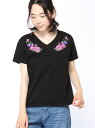 【SALE/31%OFF】INGNI C・花柄刺繍Vネック/Tシャツ イング カットソー【RBA_S】【RBA_E】