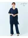 自由区 L 【Unfilo】コットンポリエステルニットワイドパンツ(検索番号Z65) ジユウク パンツ/ジーンズ フルレングス ネイビー ブラウン ベージュ【送料無料】