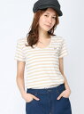 LACOSTE (W)強撚コットンボーダーTシャツ (半袖) ラコステ カットソー【送料無料】