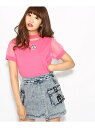 【SALE/60%OFF】PINK-latte SPINNSコラボ チョーカー付チュールスリーブTシャツ ピンク ラテ カットソー【RBA_S】【RBA_E】