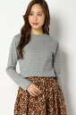 ikka Ladys ラメボーダーリブメローTシャツ イッカ カットソー