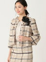【SALE/39%OFF】TO BE CHIC リリアンチェックツイードジャケット トゥー ビー シック コート/ジャケット ノーカラージャケット ベージュ【送料無料】