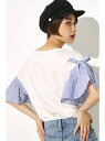 【SALE/55%OFF】AZUL by moussy 《WEB限定プレセール》スリーブ切替半袖プルオーバー アズールバイマウジー カットソー【RBA_S】【RBA_E】