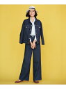 【SALE/30%OFF】自由区 【マガジン掲載】BLUE デニム ワイドパンツ(検索番号D25) ジユウク パンツ/ジーンズ ストレートジーンズ ネイビー ホワイト ブルー【送料無料】