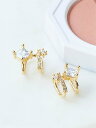 Phoebe Phoebe/(W)2wayダブルラインビジューイヤリング ジュエルアディクト アクセサリー イヤリング ゴールド