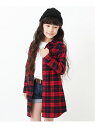 【SALE/20%OFF】devirock ネルシャツワンピース 長袖 デビロック 子供服 キッズ デビロック ワンピース シャツワンピース レッド ブラック ネイビー グリーン ブラウン