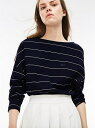【SALE/30%OFF】LACOSTE ハニカムコットン ボートネック ボーダースウェットシャツ ラコステ カットソー【RBA_S】【RBA_E】【送料無料】