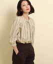 Dessin 【洗える】ボウタイストライプブラウス <XS~L> デッサン トップス シャツ・ブラウス ベージュ ネイビー【送料無料】