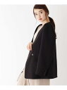 【SALE/70%OFF】OPAQUE.CLIP 【VERY10月号掲載】【洗える・イージーケア・ストレッチ】トップグリーン ウーリッシュツイル ダブルブレストジャケット オペークドットクリップ コート/ジャケット ノーカラージャケット ブラック グリーン ベージュ