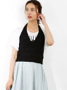 【SALE/70%OFF】ROPE' クロシェホルターニット ロペ ニット ニットその他 ブラック ベージュ