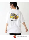 BASECONTROL TOM and JERRY/トムとジェリー クルーネック チーズアート刺繍半袖T ベース ステーション カットソー Tシャツ ホワイト ブラック パープル ブルー【送料無料】