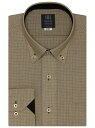 【SALE/31%OFF】BRICK HOUSE by Tokyo Shirt 形態安定 ノーアイロン 長袖ワイシャツ ドゥエボットーニ ボタンダウン ブラウン×白チェック 標準体 ブリックハウスバイトウキョウシャツ シャツ/ブラウス ワイシャツ ベージュ