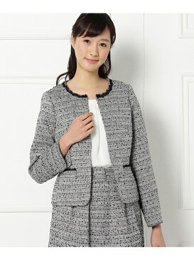 【SALE／50%OFF】Dessin(Ladies) ノーカラーツィードジャケット デッサン コート/ジャケット【RBA_S】【RBA_E】【送料無料】