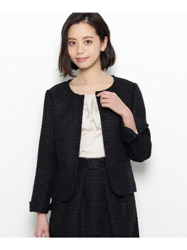 【SALE／50%OFF】Dessin(Ladies) ノーカラーツィードジャケット デッサン コート/ジャケット【RBA_S】【RBA_E】【送料無料】